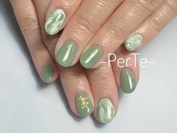 抹茶ラテ/春ネイル/シンプル