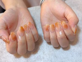 桃ネイル　ニュアンスネイル