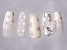 ジェミーネイル シンジュク(Jemiy nail shinjuku)/レース花柄バラうめつくし¥10480