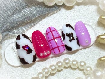 クオン(KUON)/海外風/ピンク紫ネイル