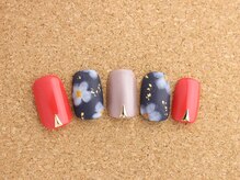 ネイルサロン ブランロール 白金店(Nail Salon Blanl'or)/ネイビー×朱赤　￥8,760