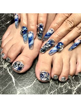トータルビューティーサロン クレアクチュール(CREA COUTURE)/Blue bijou hand/foot