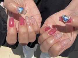 ピンクハートネイル