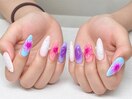 カラフルフラワーネイル