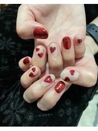 ハートグリッターネイル