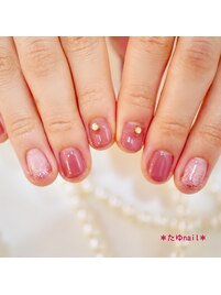 ワンカラー、ラメネイル