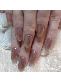 ワンカラー+ミラーネイル