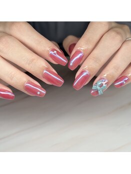 アイリッシュネイル 久屋大通店(Irish Nail)/シアーレッド×ブルーミラー♪