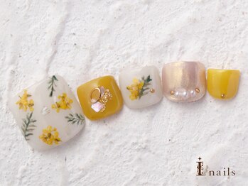 アイネイルズ 横浜WEST店(I-nails)/春色ミモザフットネイル9480円