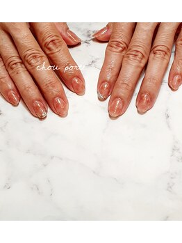 シュポルテ(chou porte)/オレンジゴールド透け感ネイル