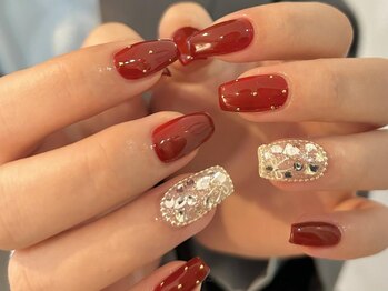 アイネイルズ 渋谷店(I nails)/【Karin.m】ボルドーシルバー