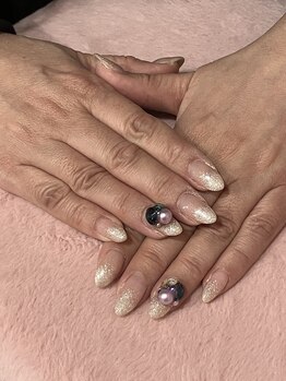 チェリーブロッサム(A CHERRY BLOSSOM)/ゴールドラメにパーツ