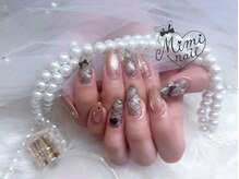 ミミネイル(Mimi nail)/黒×白チェックネイル