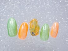 ネイルサロン ロゼプリュム/夕張メロンをイメージしたアート