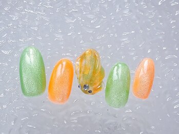 ネイルサロン ロゼプリュム/夕張メロンをイメージしたアート