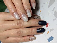 ネイルヤサン(nail ya sun)/ネイビー×白マグネット