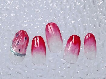 ネイルサロン ロゼプリュム/ジューシーな夏のスイカモチーフ