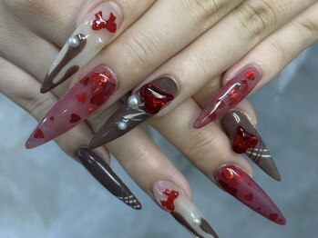 バレンタインネイル