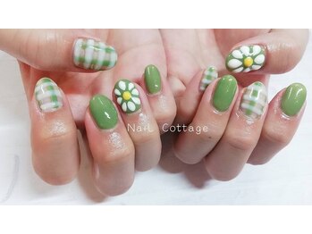 ネイルコテージ 新宿南口店(Nail cottage)/フラワー×チェック