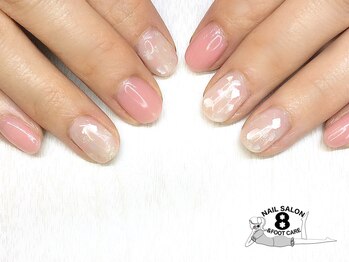 ネイルエイト 新百合ヶ丘(nail8)/春カラーと白シェルをのせて♪
