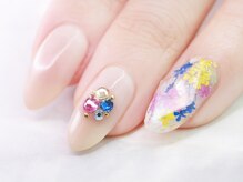 ネイルプラザ 河原町OPA店(NAIL PLAZA)/押し花×宝石ネイル☆