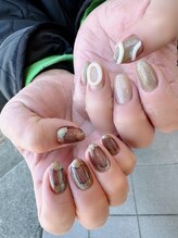 ネイルズキュー(NAILS CUE)/秋ネイル/ブラウン