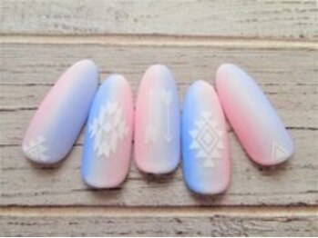 ブランロール 中目黒店(Blanl'or)/ネイティブ柄ネイル×マット