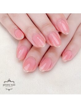 ピオニーネイル(peony nail)/ピンク×ゴールドのラメライン