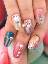 カラーズ 浜松店(colors)/ミラー×ビジュー盛りネイル(^^)