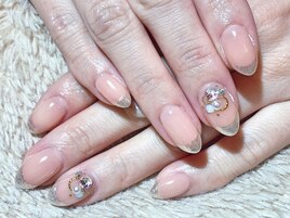 【ハンド】ラメフレンチビジュー