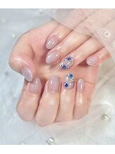 シャノワール(Chat noir)/押し花ネイル