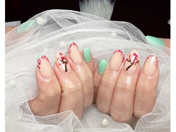 ジェー エス シー ネイル(J.S.C.nail)/ライトグリーン/手書きアート