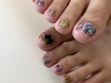 ルカ 原宿(lux)/フットネイル × チェックリボン
