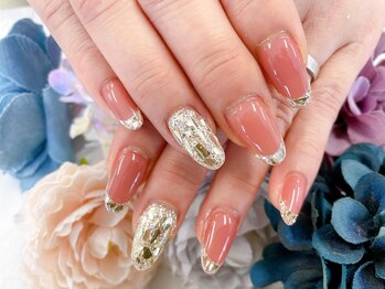 ディーネイル 天王寺(D-nail)/【小山】ガラスフレンチ☆ホロ