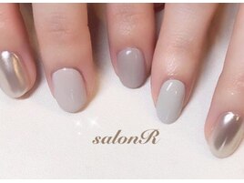 ワンカラー＋ミラーネイル