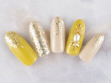 ネイルプラザ 河原町OPA店(NAIL PLAZA)/イエロー×シルバーネイル