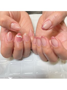 アース コアフュールボーテ 笛吹店(EARTH coiffure beaute)/桃色デザインネイル 8500