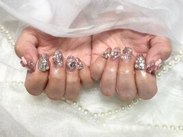 ピンクストーンネイル