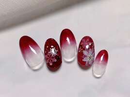 雪×手描きフラワーアート