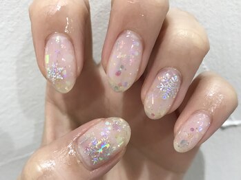 クォーターリゾートネイル(QUARTER RESORT nail)/雪の結晶オーロラネイル☆