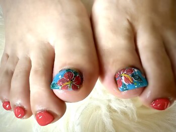 アミュリー ネイル アトリエ(Amury nail atelier)/ハイビスカス 海 カラフル