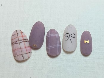 ネイルプラータ(Nail Plata)/リボンチェックネイル【7980】
