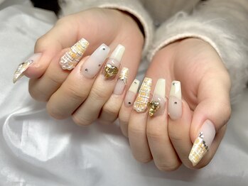 ヤシネイル(Yashi Nail)/推しネイル オレンジツイード