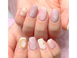 大理石ネイル、大きいパーツ
