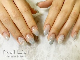 夏ネイル　ブルーラメ