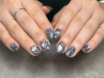 ミーコ(miico)/ネイビーで揃えたマグ×ツイード