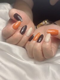 秋カラーシンプルネイル