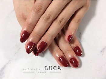 ネイルアトリエルカ(nail atelier LUCA)/S-30 大人上品ボルドー×クロス
