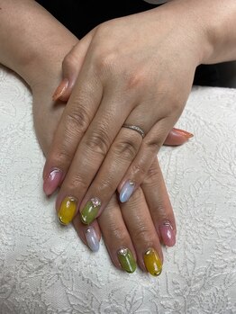 チェリーブロッサム(A CHERRY BLOSSOM)/カラフル×水銀ネイル