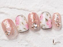 アイネイルズ 横浜WEST店(I-nails)/手書きフラワー11500円